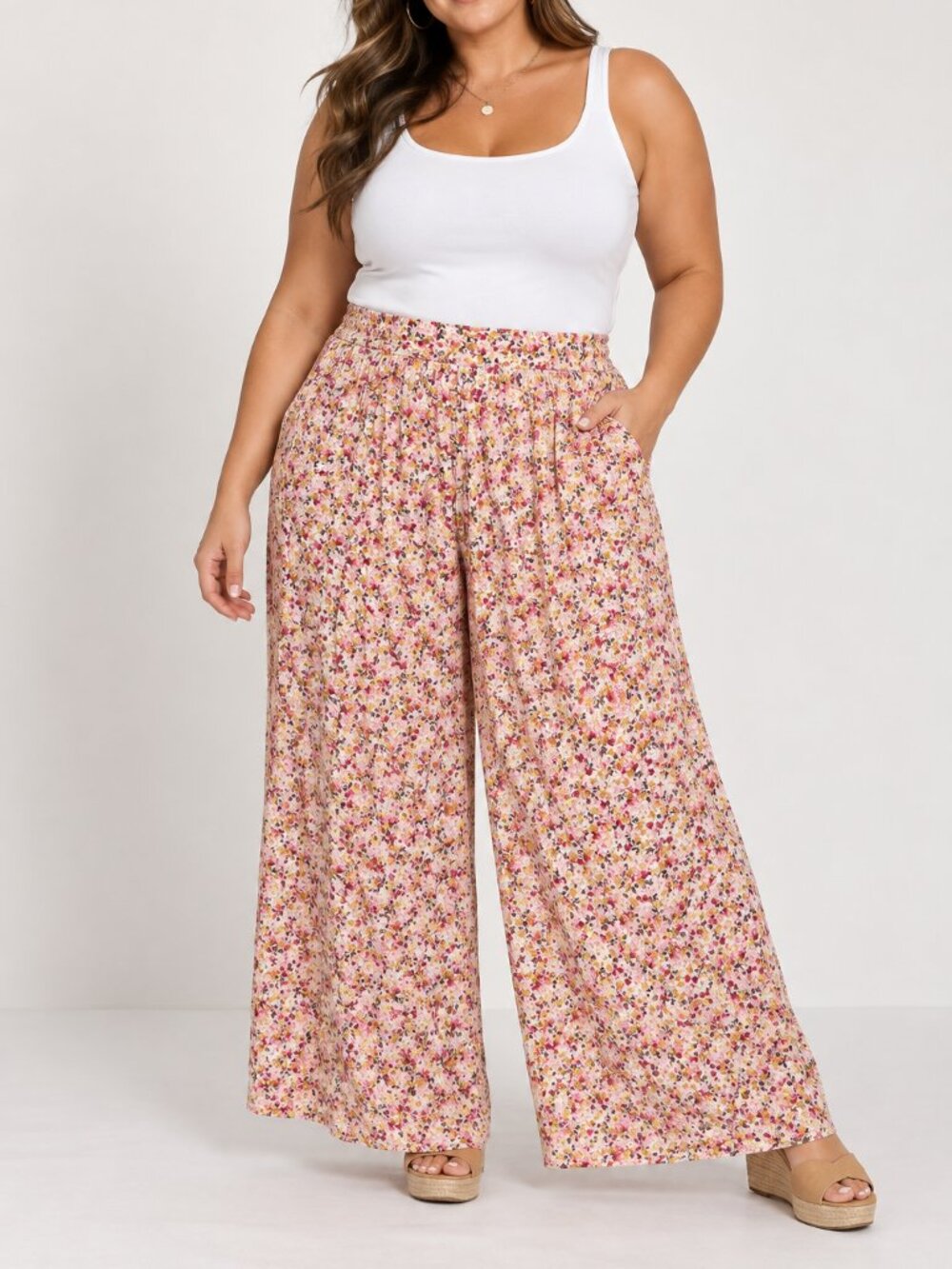 Torrid Floral Wide Leg Palazzo Pants Pink Multicolor Boho Plus Size